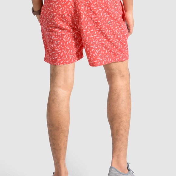 OLGYN Men’s Patterned Red Swim Shorts - Picture 2 of 5